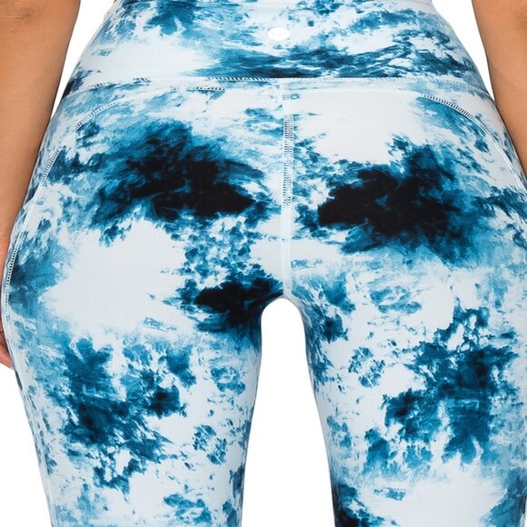 Women's Premium Detail Active Full-Length Leggings w/Pockets Aqua Tie Dye S-XL - Picture 5 of 5